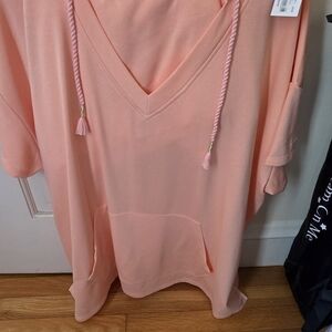 Peachy Pink Lane Bryant Livi Active Hoodie with Front Pocket & matching shorts!